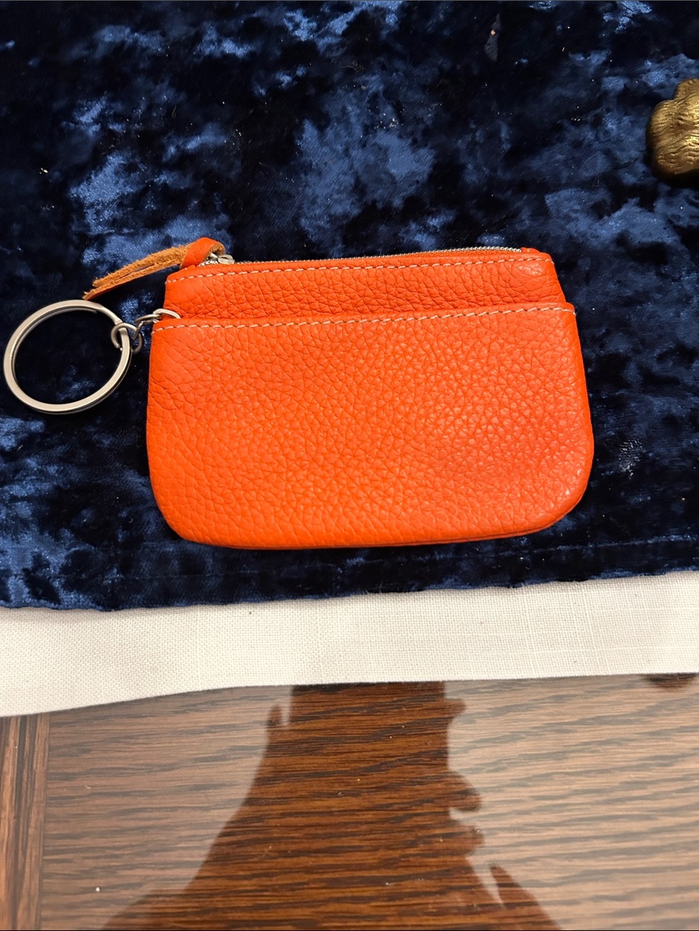 Orange Leather Key Coin Pouch